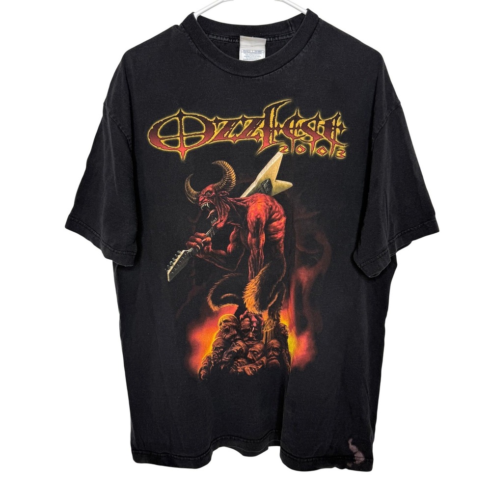 Vintage Ozzfest 2003 Tour Shirt XL Korn Marilyn Manson Disturbed Demon Black‎
